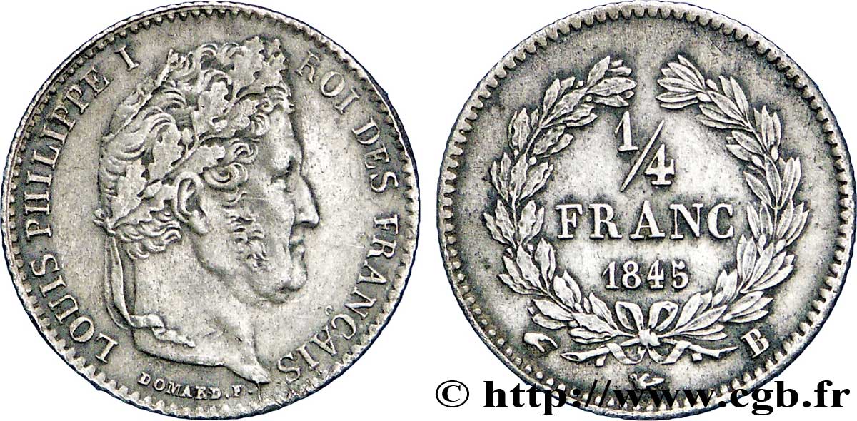 1/4 franc Louis-Philippe 1845 Rouen F.166/103 TTB50 