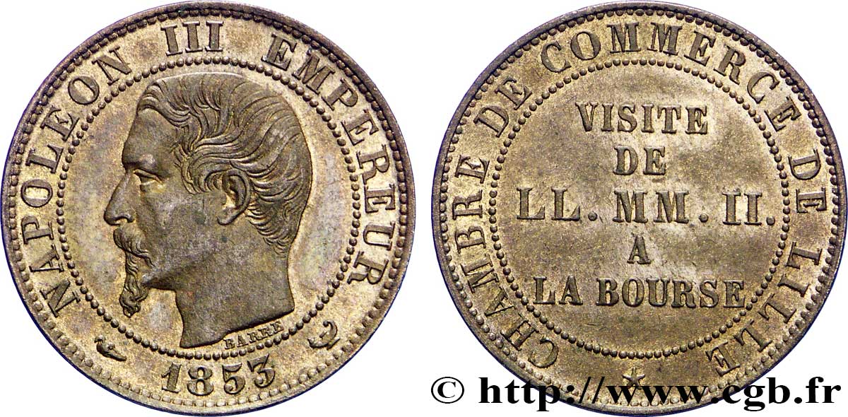 Module de cinq centimes, Visite impériale à Lille les 23 et 24 septembre 1853 1853 Lille VG.3367  SUP58 