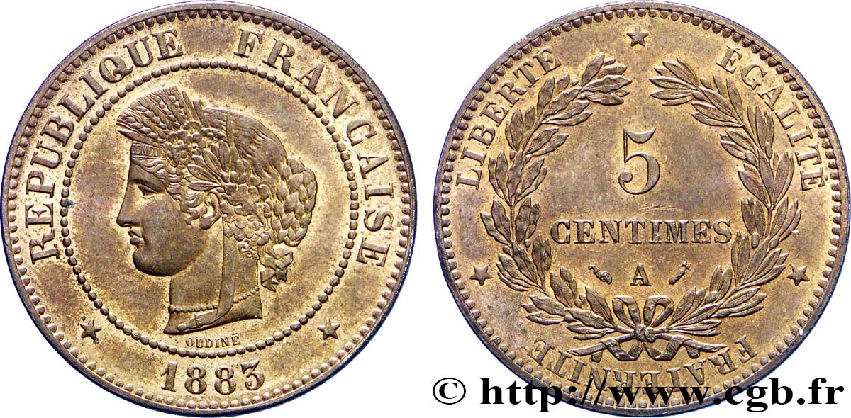 5 centimes Cérès 1883 Paris F.118/24 EBC59 