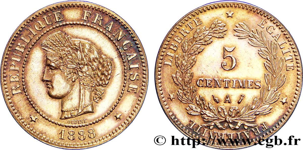 5 centimes Cérès 1888 Paris F.118/30 EBC 