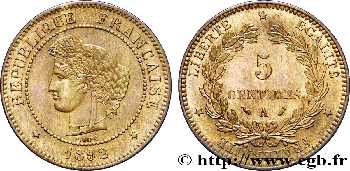 5 centimes Cérès 1892 Paris F.118/34 EBC61 