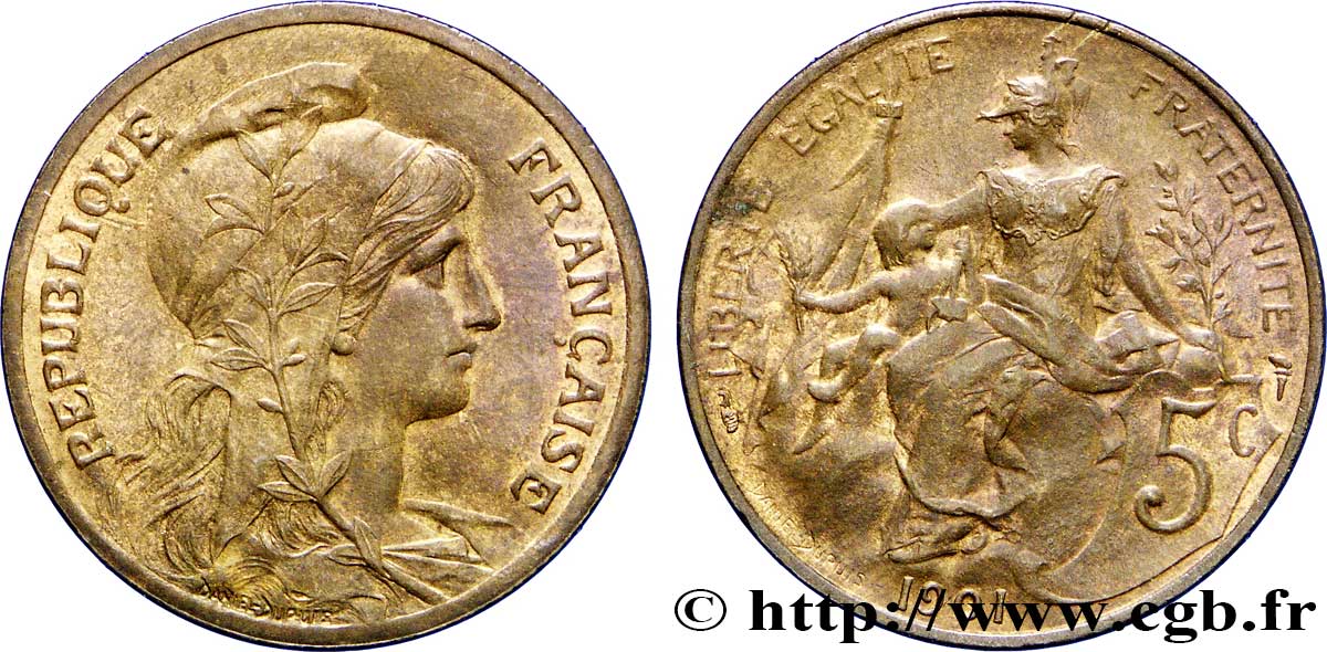 5 centimes Daniel-Dupuis 1901  F.119/11 SUP58 
