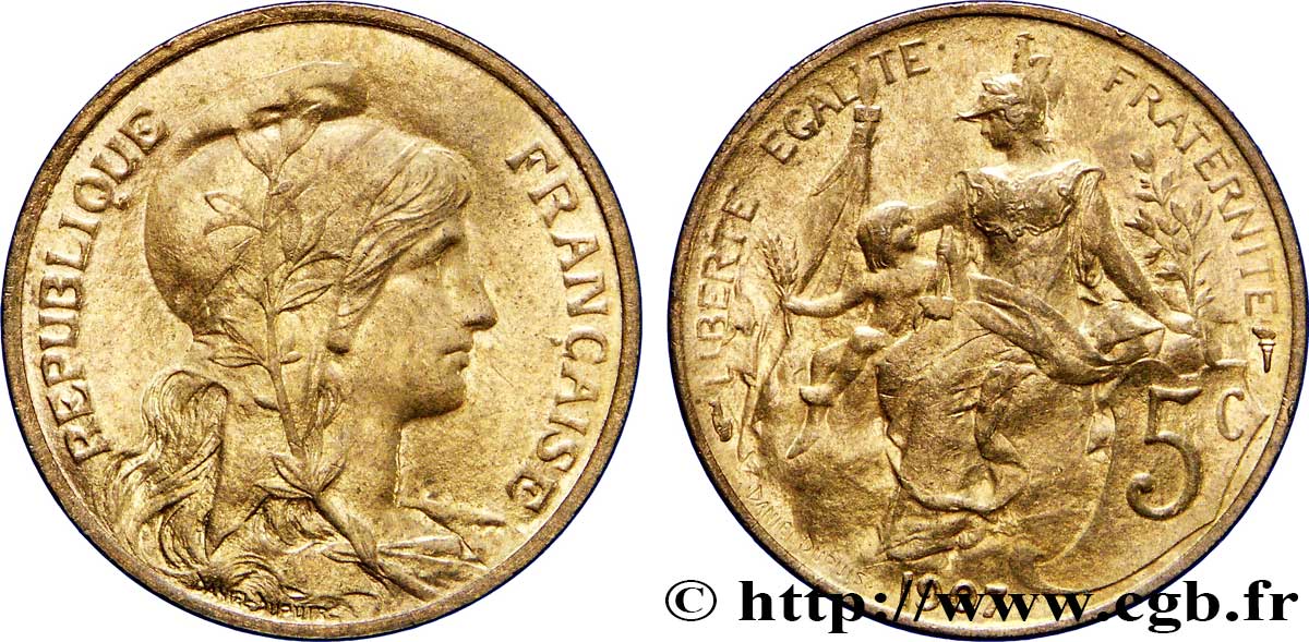 5 centimes Daniel-Dupuis 1907  F.119/17 SPL62 