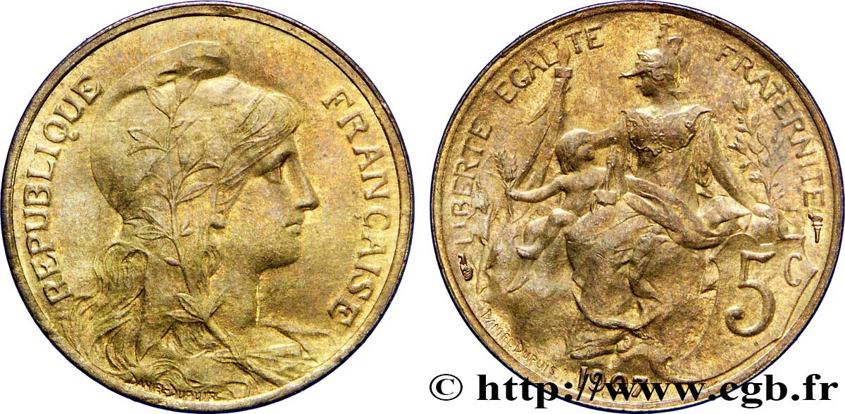 5 centimes Daniel-Dupuis 1907  F.119/17 SPL61 
