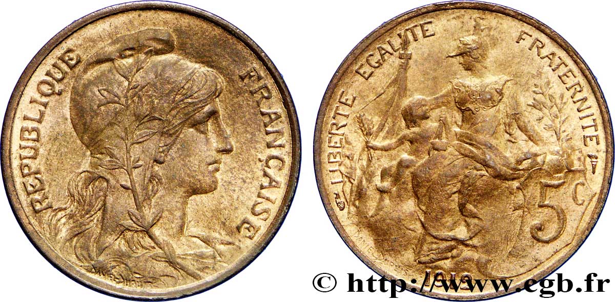 5 centimes Daniel-Dupuis 1912  F.119/24 VZ60 