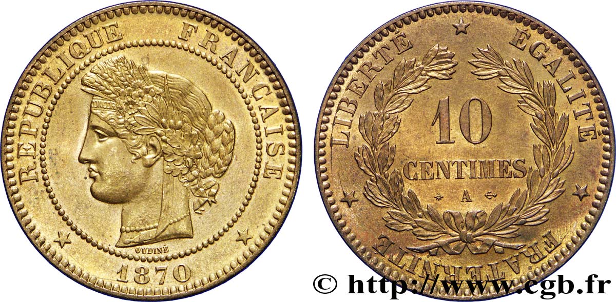 10 centimes Cérès 1870 Paris F.135/4 SPL63 