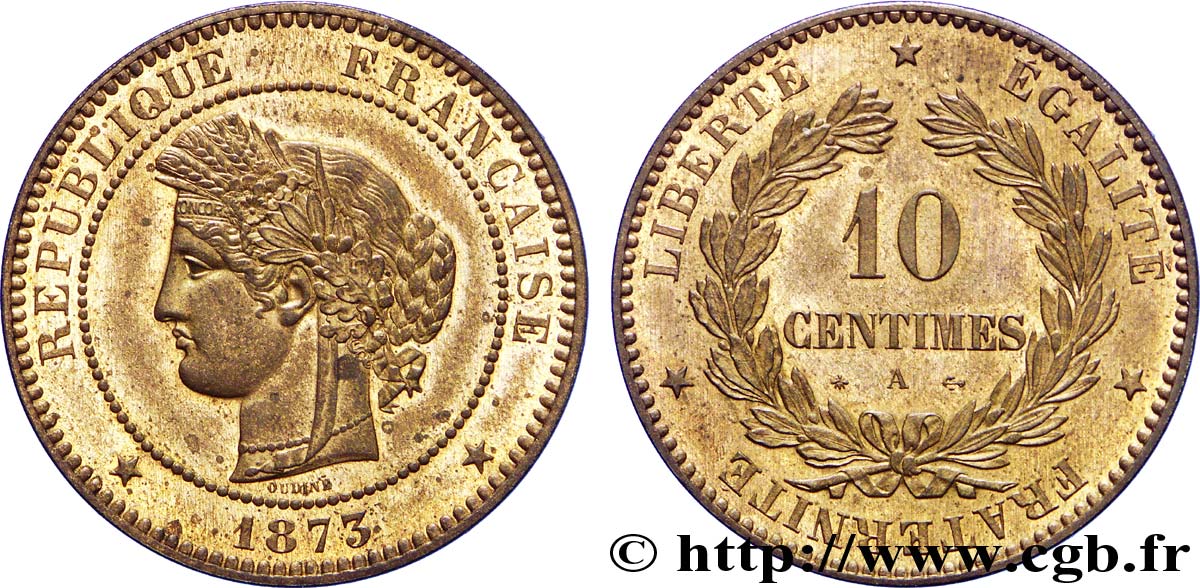10 centimes Cérès 1873 Paris F.135/10 VZ59 