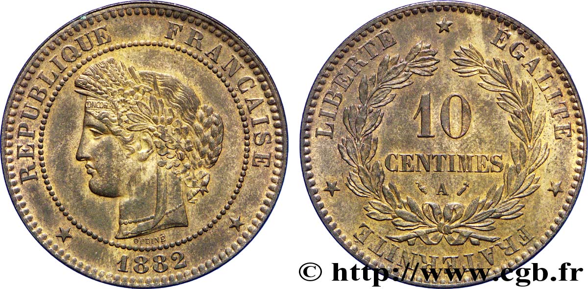 10 centimes Cérès 1882 Paris F.135/26 EBC58 