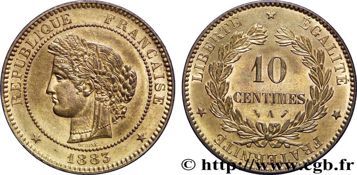 10 centimes Cérès 1883 Paris F.135/27 SPL62 
