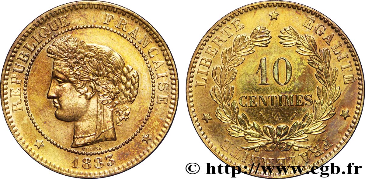 10 centimes Cérès 1883 Paris F.135/27 SPL58 