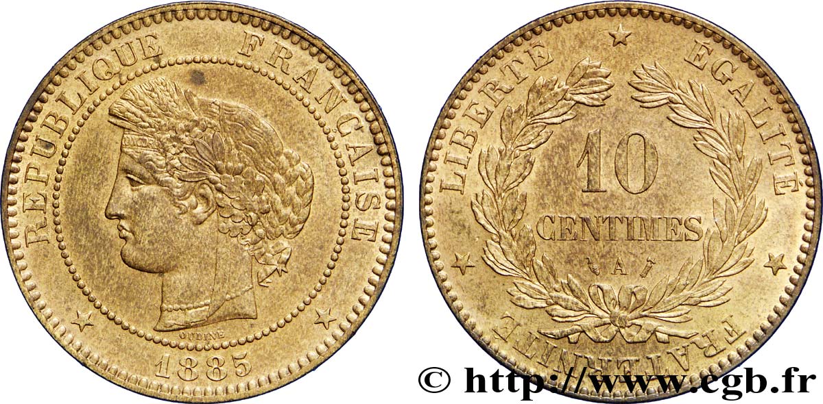 10 centimes Cérès 1885 Paris F.135/29 MS60 