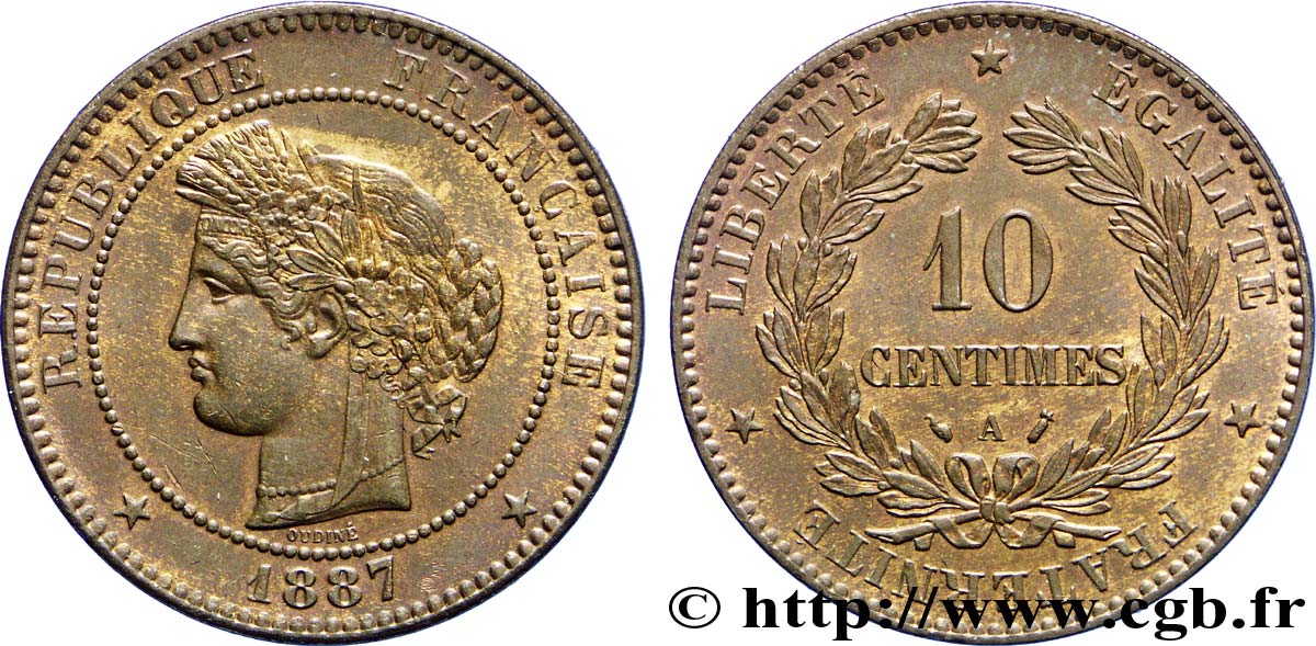 10 centimes Cérès 1887 Paris F.135/31 EBC58 