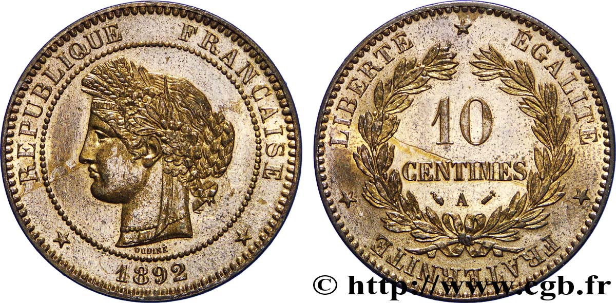 10 centimes Cérès 1892 Paris F.135/37 SC63 