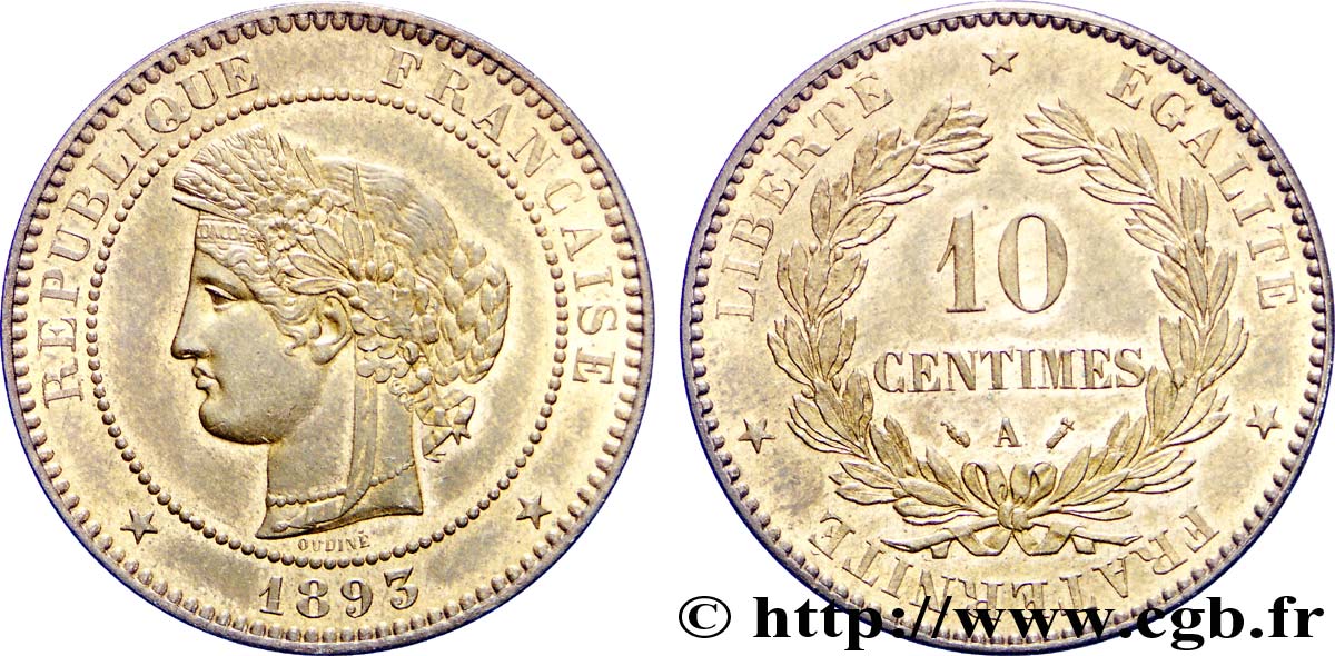 10 centimes Cérès 1893 Paris F.135/38 SPL59 