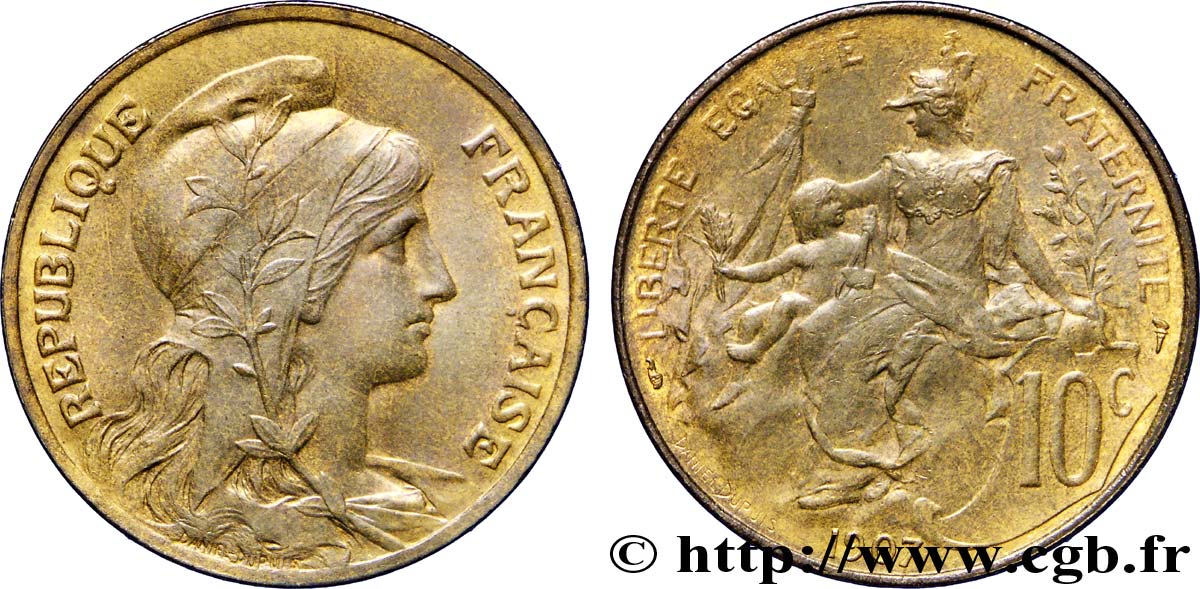 10 centimes Daniel-Dupuis 1907  F.136/16 AU59 