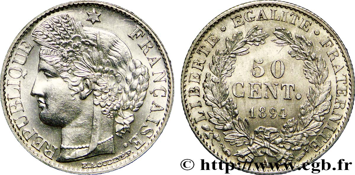 50 centimes Cérès, Troisième République 1894 Paris F.189/15 SC64 