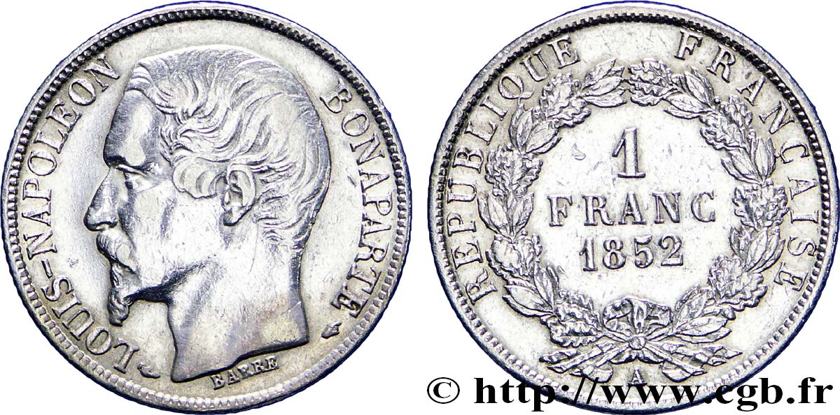 1 franc Louis-Napoléon 1852 Paris F.212/1 TTB48 