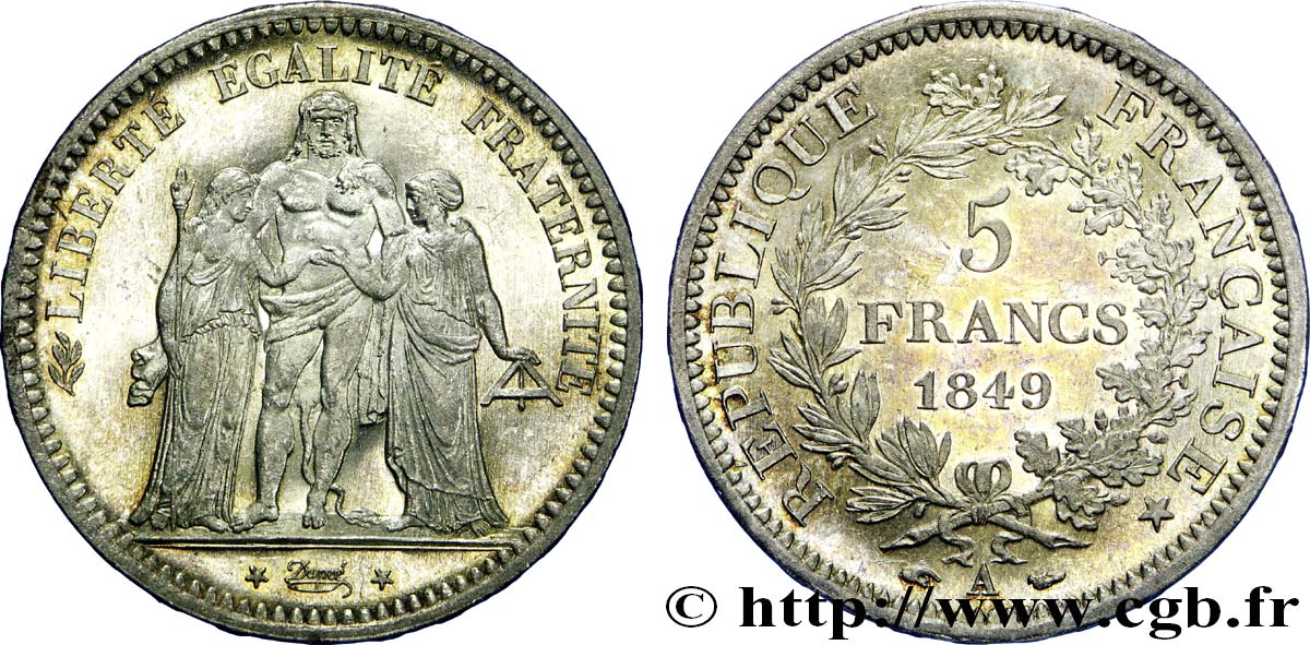 5 francs Hercule, IIe République 1849 Paris F.326/5 EBC60 