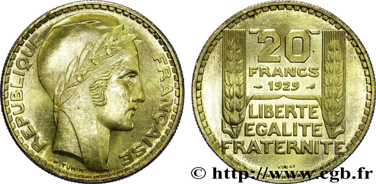 Essai de 20 francs Turin en bronze-aluminium 1929 Paris VG.5242  fST64 