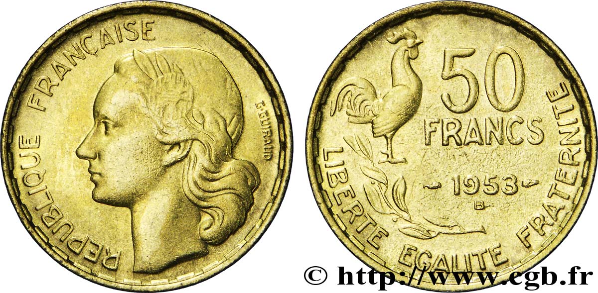 50 francs Guiraud 1953 Beaumont-Le-Roger F.425/11 EBC55 