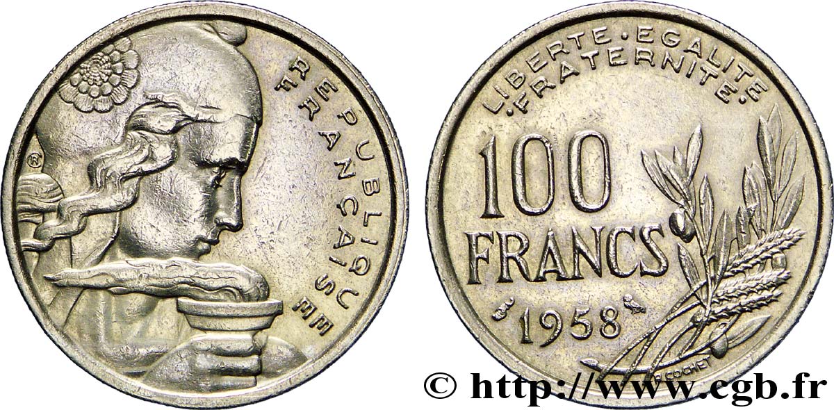 100 francs Cochet, chouette 1958  F.450/13 AU50 