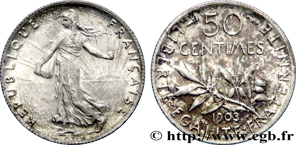 50 centimes Semeuse 1903  F.190/10 SPL63 