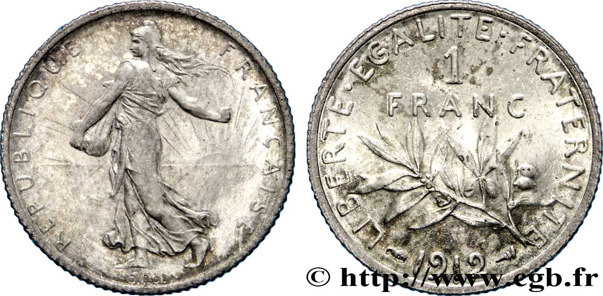 1 franc Semeuse 1912 Paris F.217/17 SUP60 
