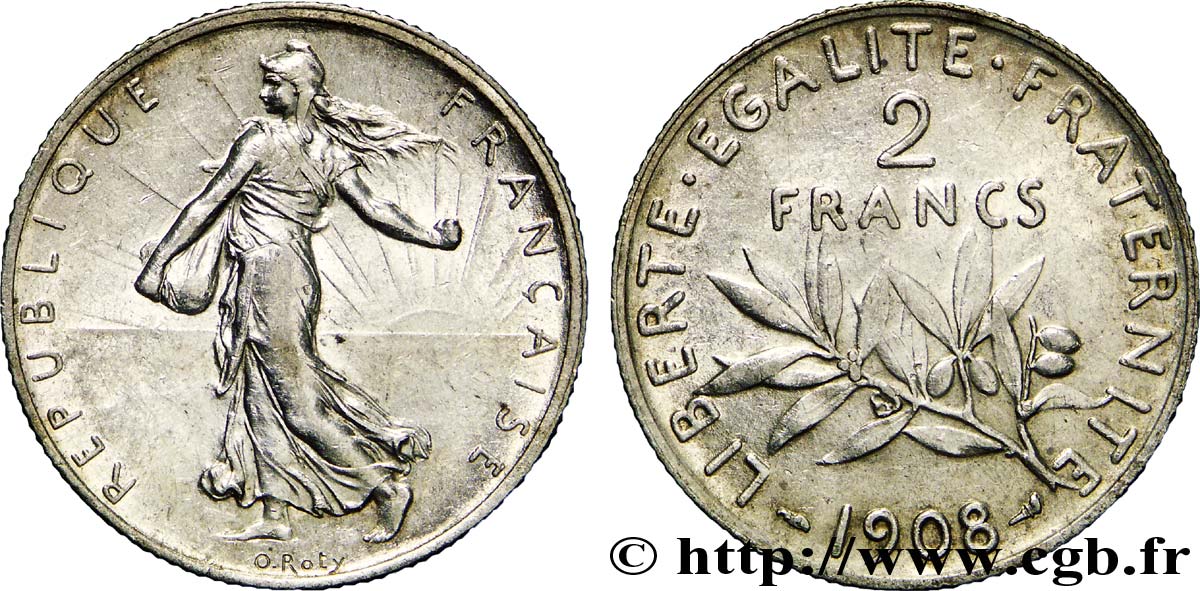 2 francs Semeuse 1908  F.266/10 SS53 