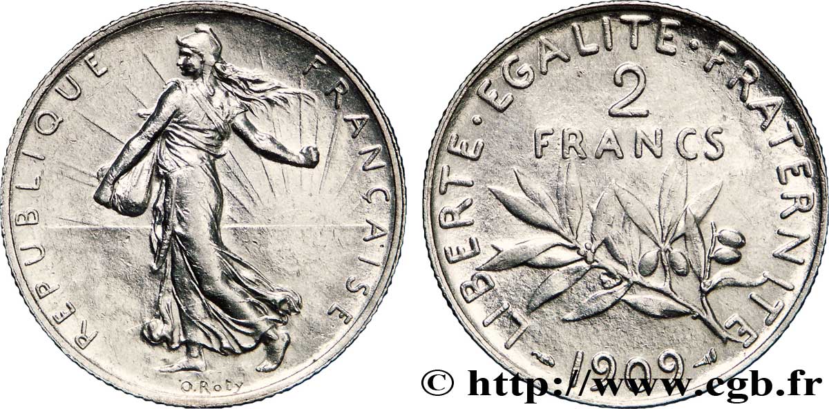 2 francs Semeuse 1909  F.266/11 SPL58 