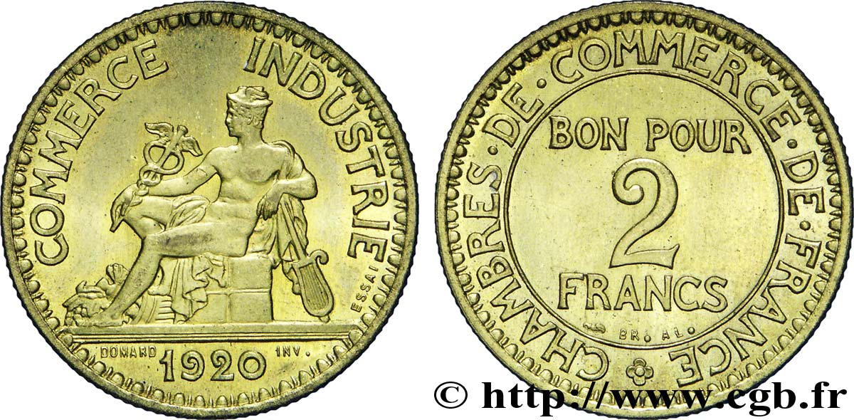 Essai de 2 francs Chambres de Commerce 1920 Paris F.267/1 FDC65 