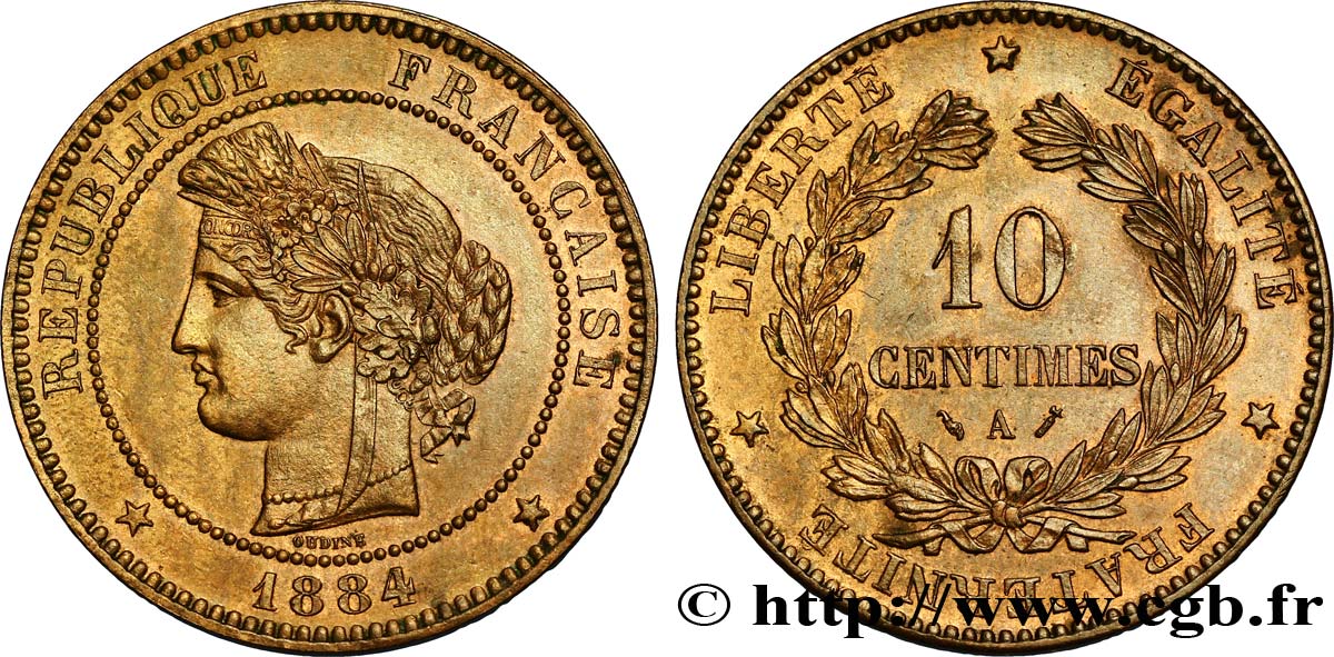 10 centimes Cérès 1884 Paris F.135/28 SPL59 
