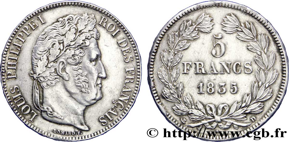 5 francs IIe type Domard 1835 Lyon F.324/45 SS52 