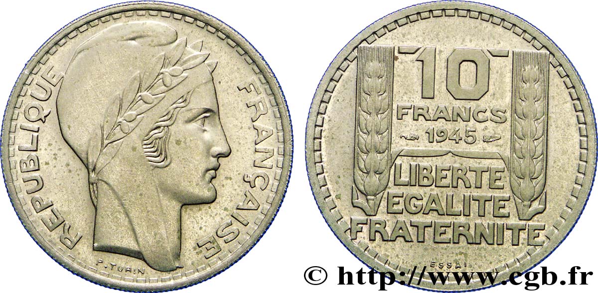 Essai de 10 francs Turin, grosse tête 1945 Paris F.361/1 MS62 