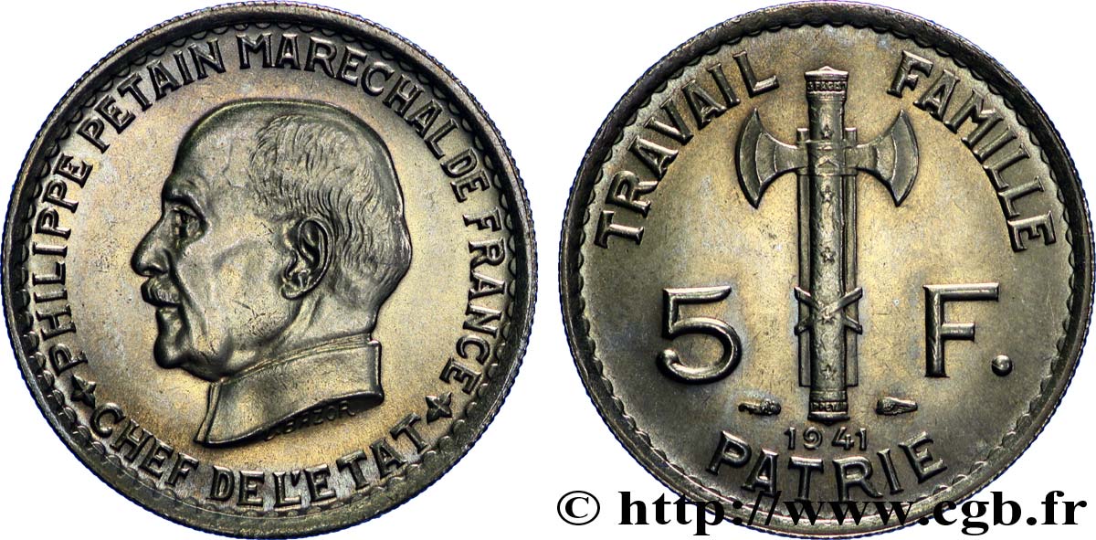 5 francs Pétain 1941  F.338/2 SPL63 