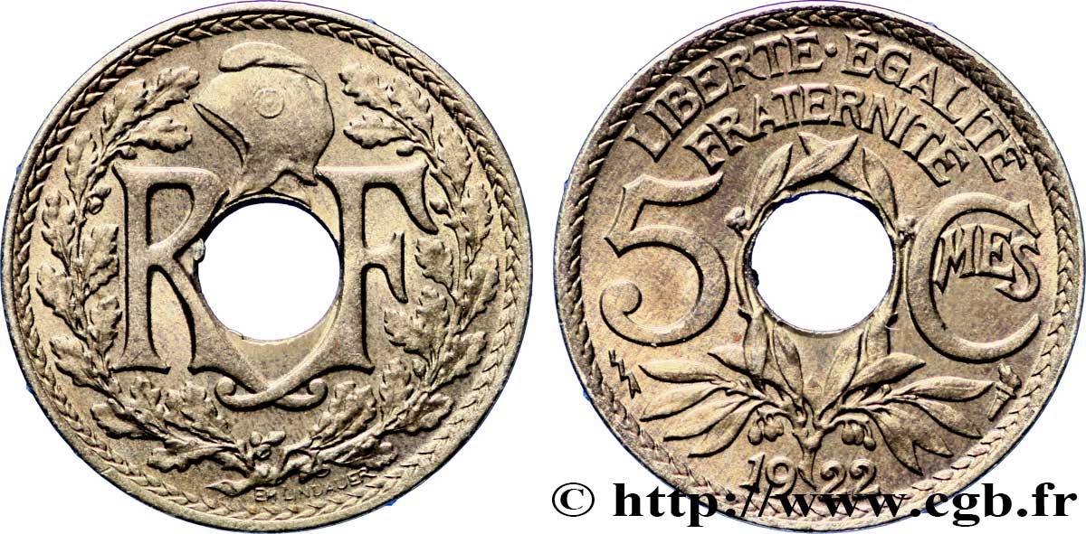 5 centimes Lindauer, petit module 1922 Poissy F.122/5 VZ60 