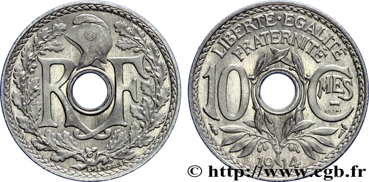 Essai de 10 centimes Lindauer, Cmes souligné 1914 Paris F.137/1 SPL63 