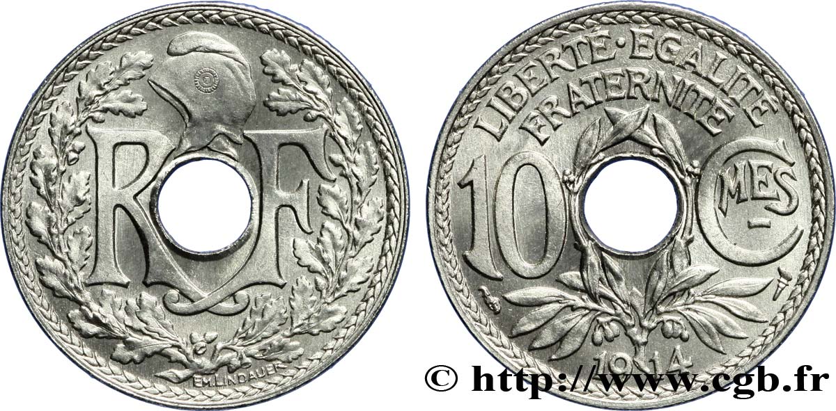 10 centimes Lindauer, Cmes souligné 1914 Paris F.137/2 SPL64 