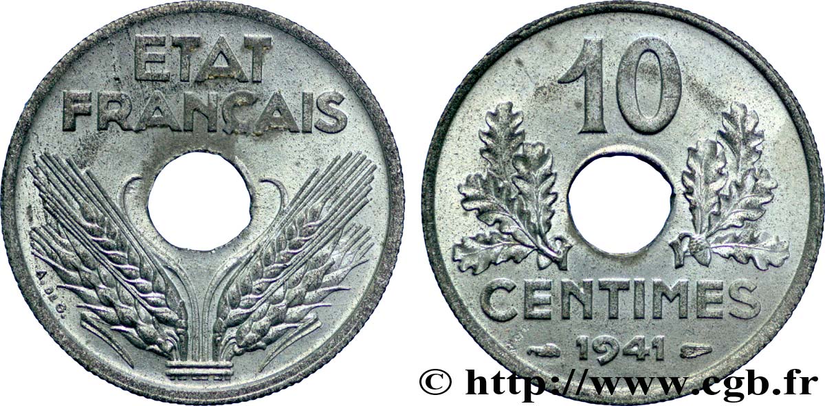 10 centimes État français, grand module 1941  F.141/2 SPL64 