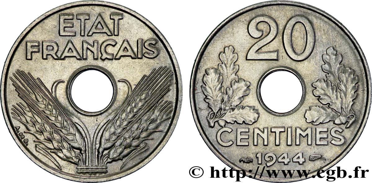 20 centimes fer 1944  F.154/3 SPL64 