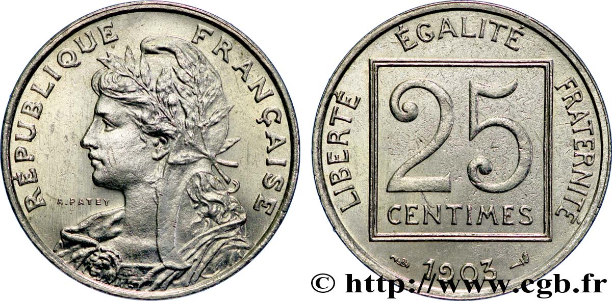 25 centimes Patey, 1er type 1903  F.168/3 SUP62 