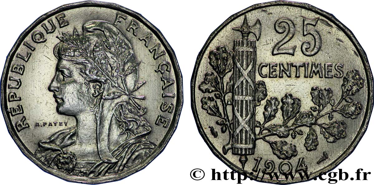25 centimes Patey, 2e type 1904  F.169/2 MS63 