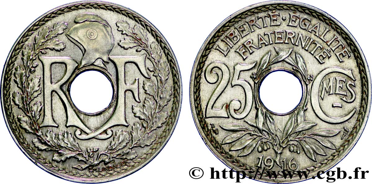25 centimes Lindauer, Cmes souligné 1916  F.170/4 MS63 