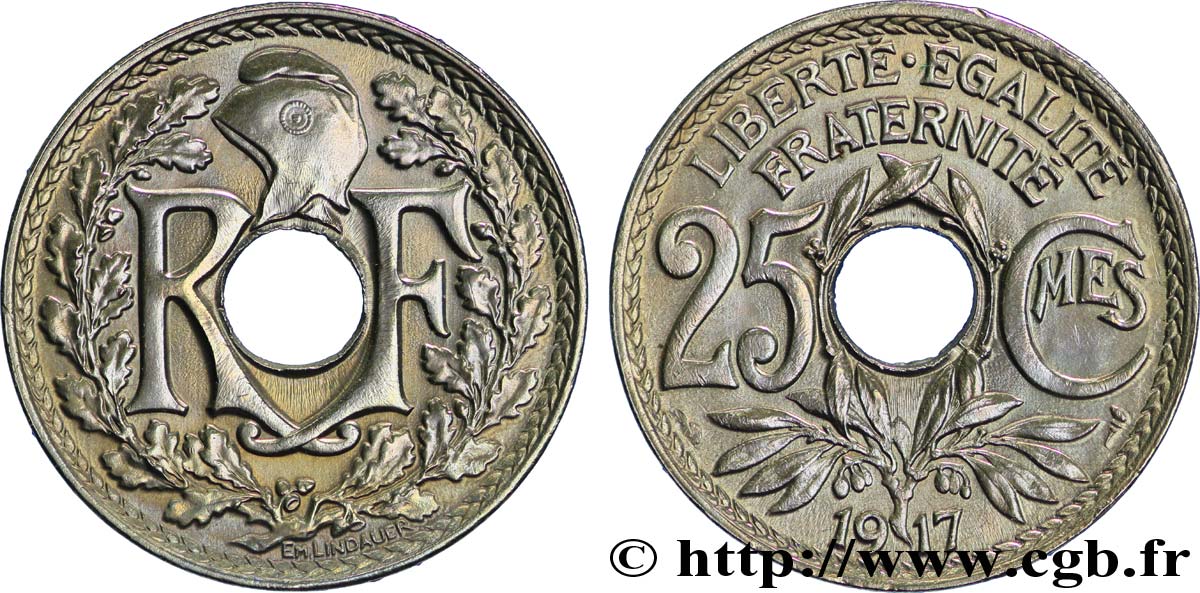 25 centimes Lindauer 1917  F.171/1 VZ60 