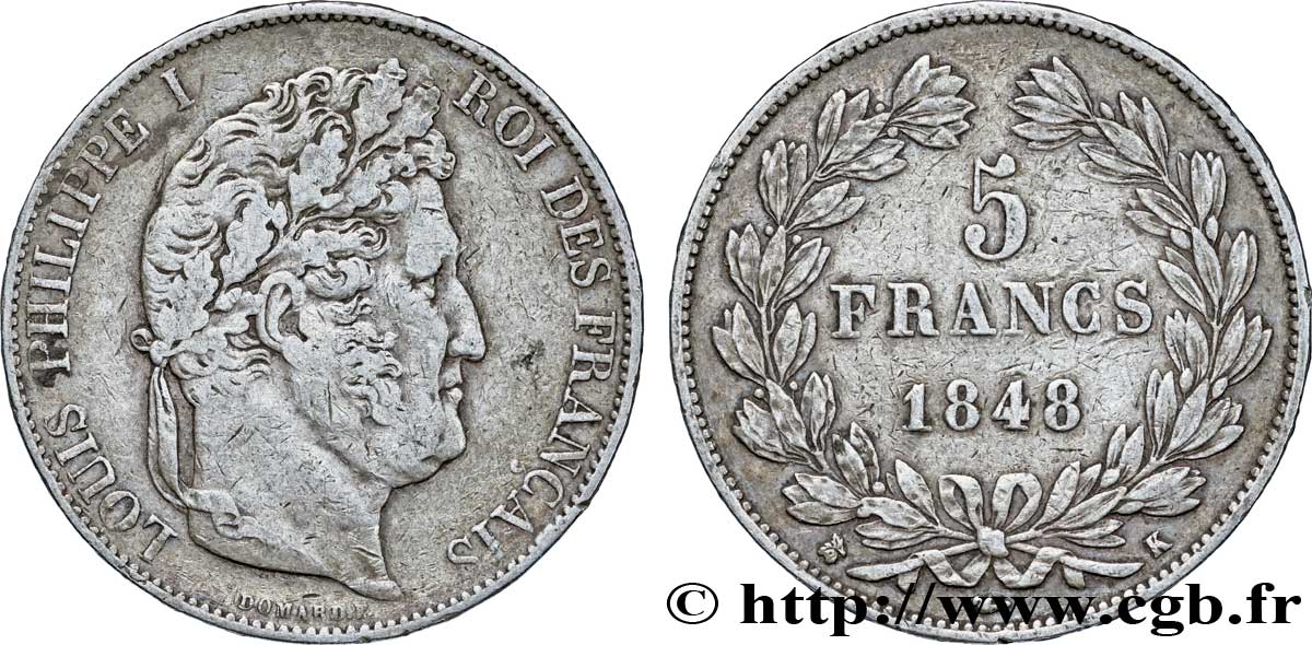 5 francs IIIe type Domard 1848 Bordeaux F.325/19 VF30 