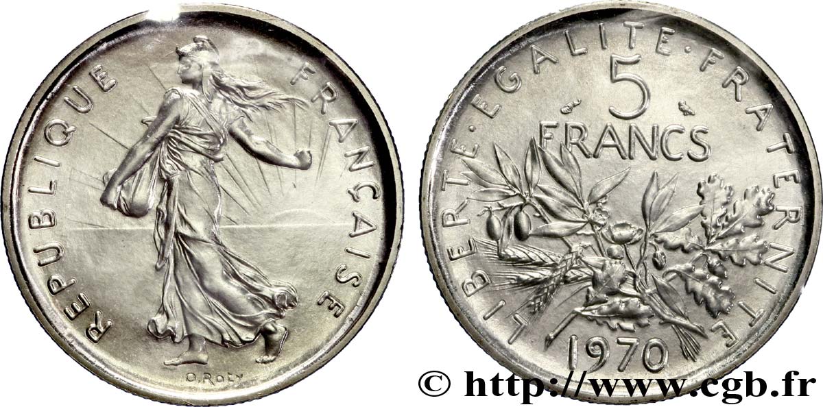 5 francs Semeuse, nickel 1970 Paris F.341/2 ST70 