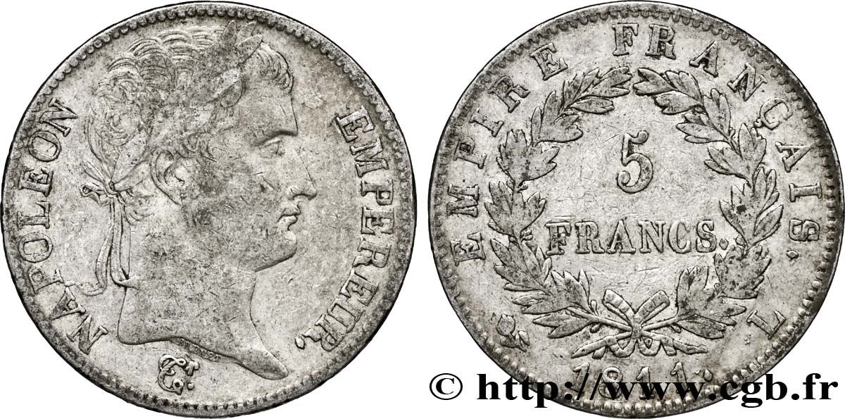 5 francs Napoléon Empereur, Empire français 1811 Bayonne F.307/34 TB20 