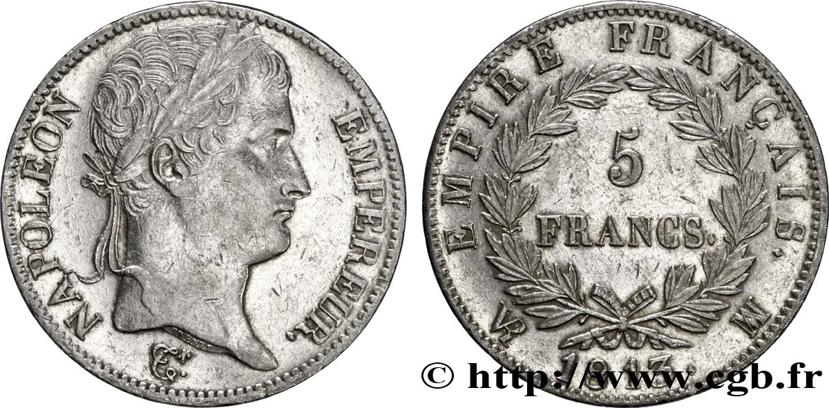 5 francs Napoléon Empereur, Empire français 1813 Marseille F.307/69 SUP58 