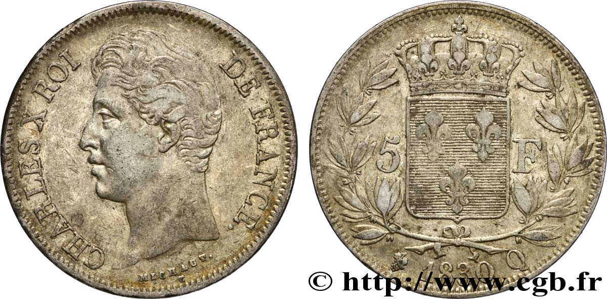 5 francs Charles X, 2e type 1830 Perpignan F.311/50 MBC42 