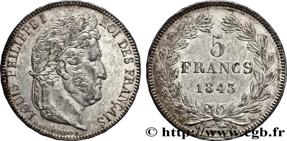 5 francs IIe type Domard 1843 Bordeaux F.324/103 SS45 