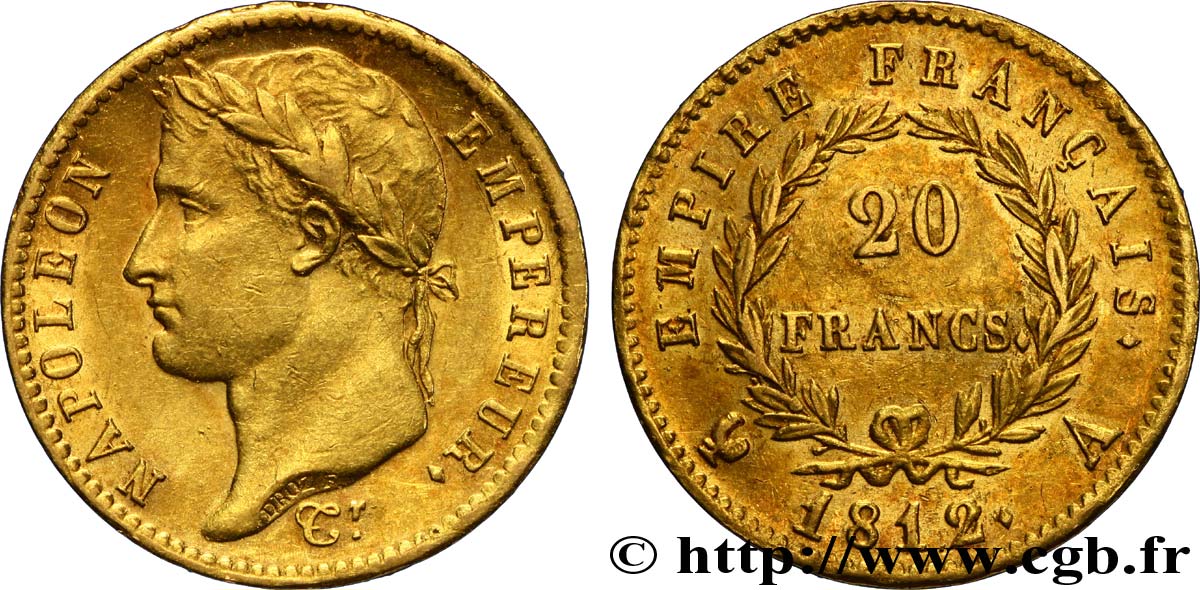 20 francs or Napoléon tête laurée, Empire français 1812 Paris F.516/22 TTB52 